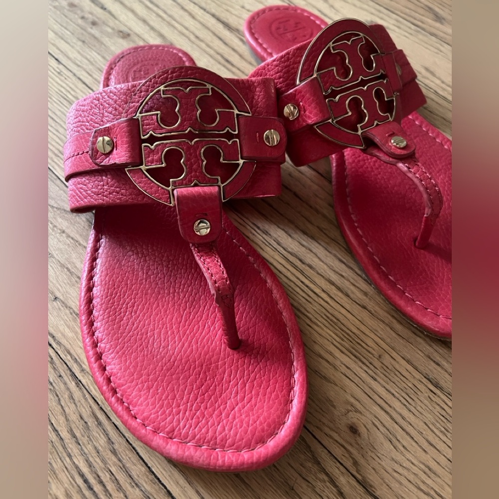 Tory Burch Miller Coral Leather Sandal Sz 9
